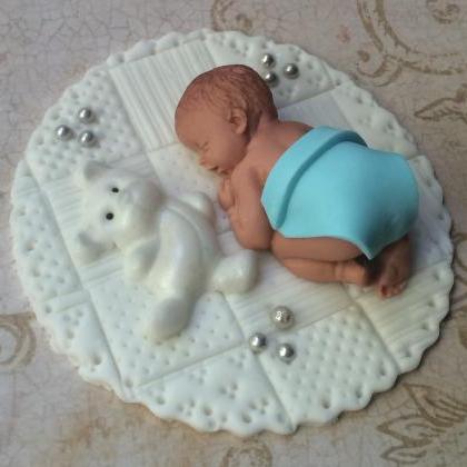 Baby Boy Shower Fondant Cake Topper Baby Shower..