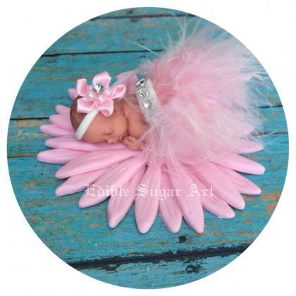 Baby Shower Cake Topper Pink Feather Tutu Topper..