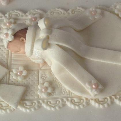 Fondant Baby Christening Cake Topper