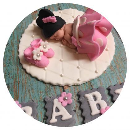 Minnie Mouse Baby Shower Fondant Cake Topper