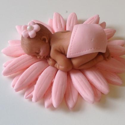 Baby Shower Cake Topper Fondant Pink Daisy Baby..