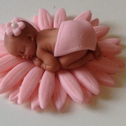 Baby Shower Cake Topper Fondant Pink Daisy Baby..