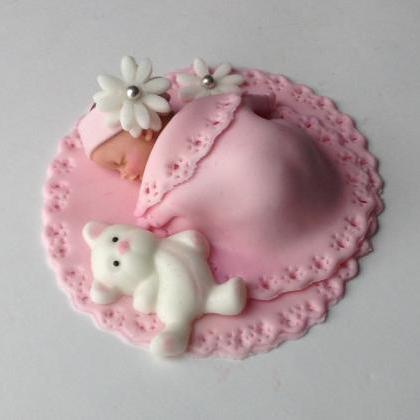Baby Shower Cake Fondant Cake Topper Baby Girl..
