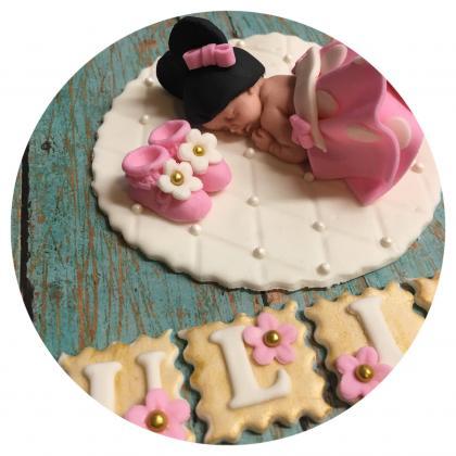 Minnie Mouse Baby Shower Gold Fondant Cake Topper..