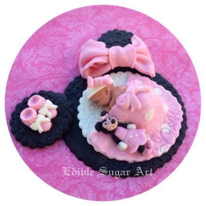 Minnie Mouse Baby Shower Fondant Cake Topper Baby..