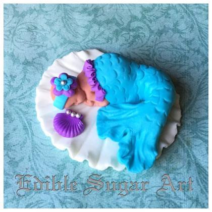 Mermaid Baby Shower Cake Topper Fondant Baby..