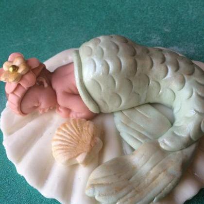 MERMAID BABY SHOWER Cake Topper Fon..
