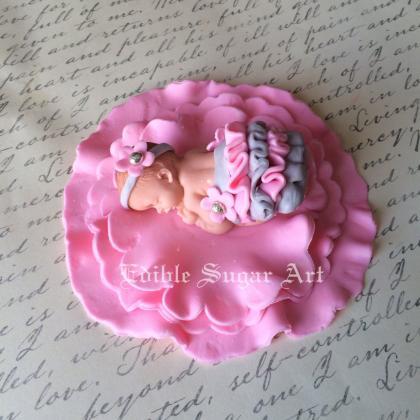 PINK and GRAY BABY Shower Fondant C..