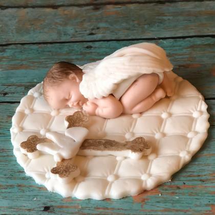 Baby Boy Christening Cake Topper Fondant | White..