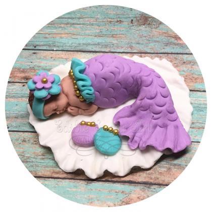 Mermaid Baby Shower Cake Topper Fondant Baby..