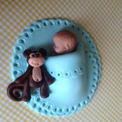 Monkey Baby Shower Cake Topper Boy