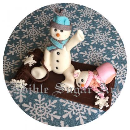 Winter Wonderland Baby Shower Fondant Cake Topper..