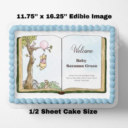 Pooh Bear Baby Shower Cake Topper Edible Image,..