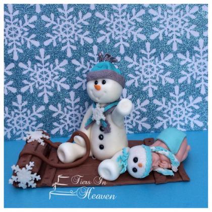 Snowman Winter Cake Topper Christmas Snowflake..