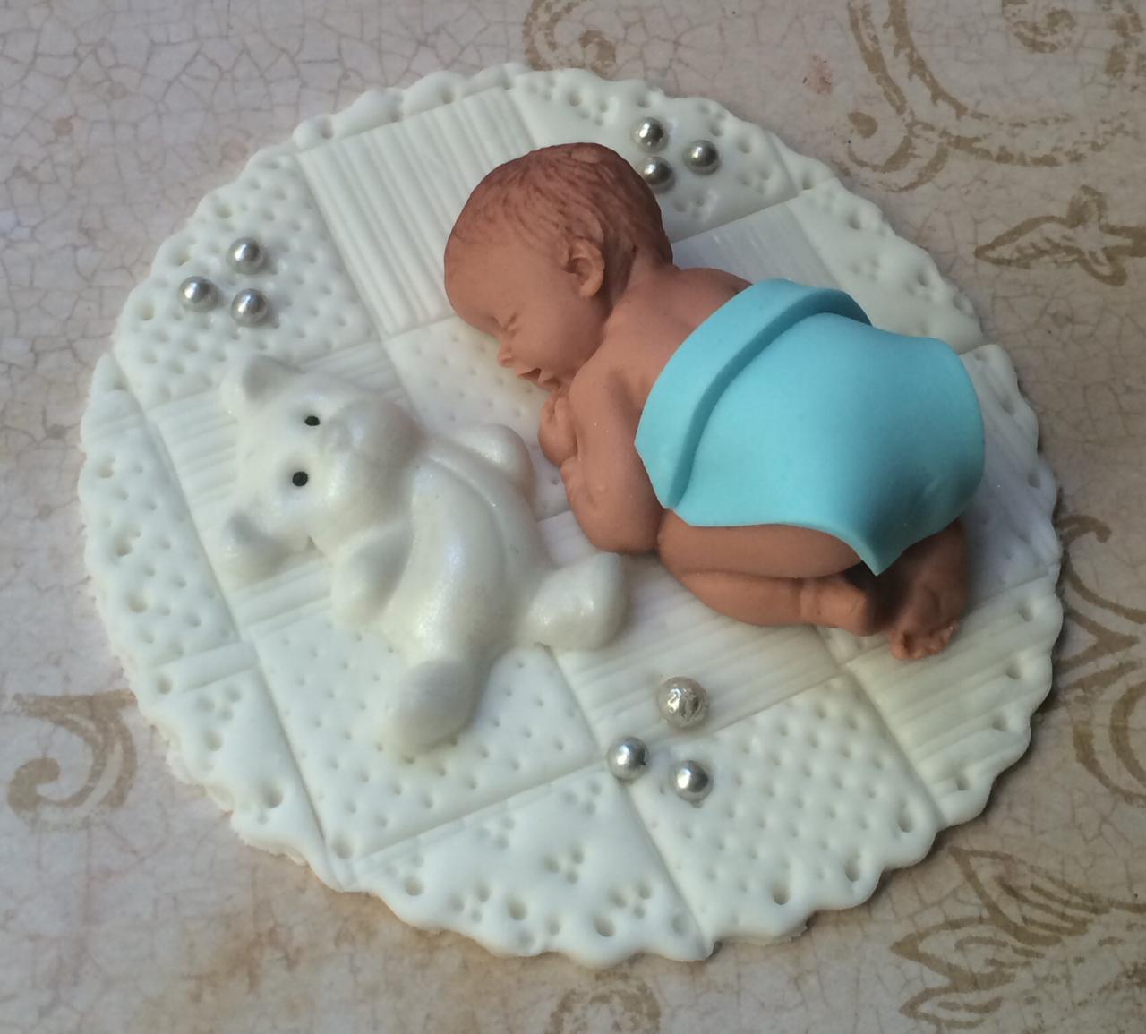 Baby Boy Shower Fondant Cake Topper Baby Shower Decorations on Luulla