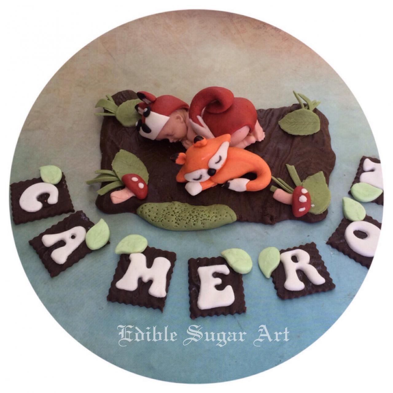 Woodland Fox Baby Shower Cake Topper What Does The Fox Say Baby Boy Fox Beenie Hat