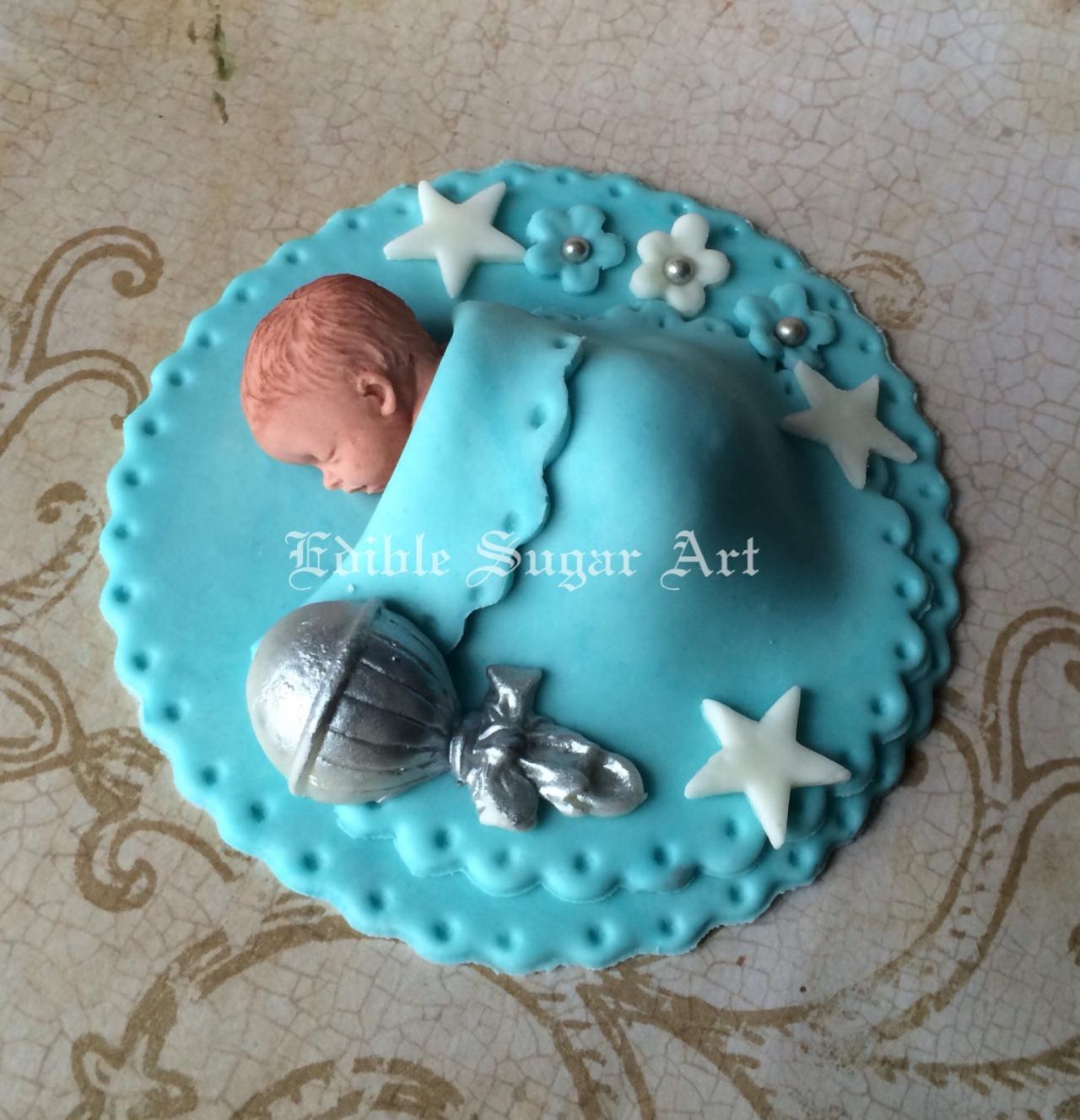 Christening Cake Topper Boy Topper Fondant Crown King Cross Baby Shower