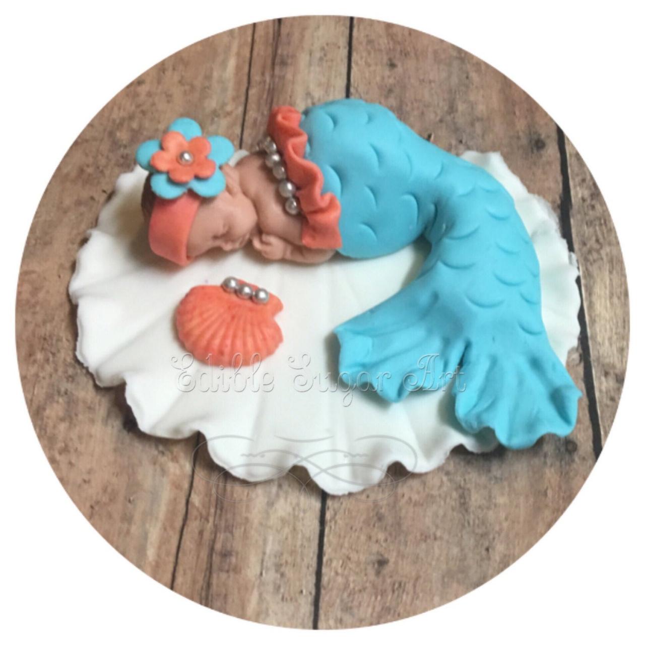 Mermaid Baby Shower Cake Topper Fondant On Luulla