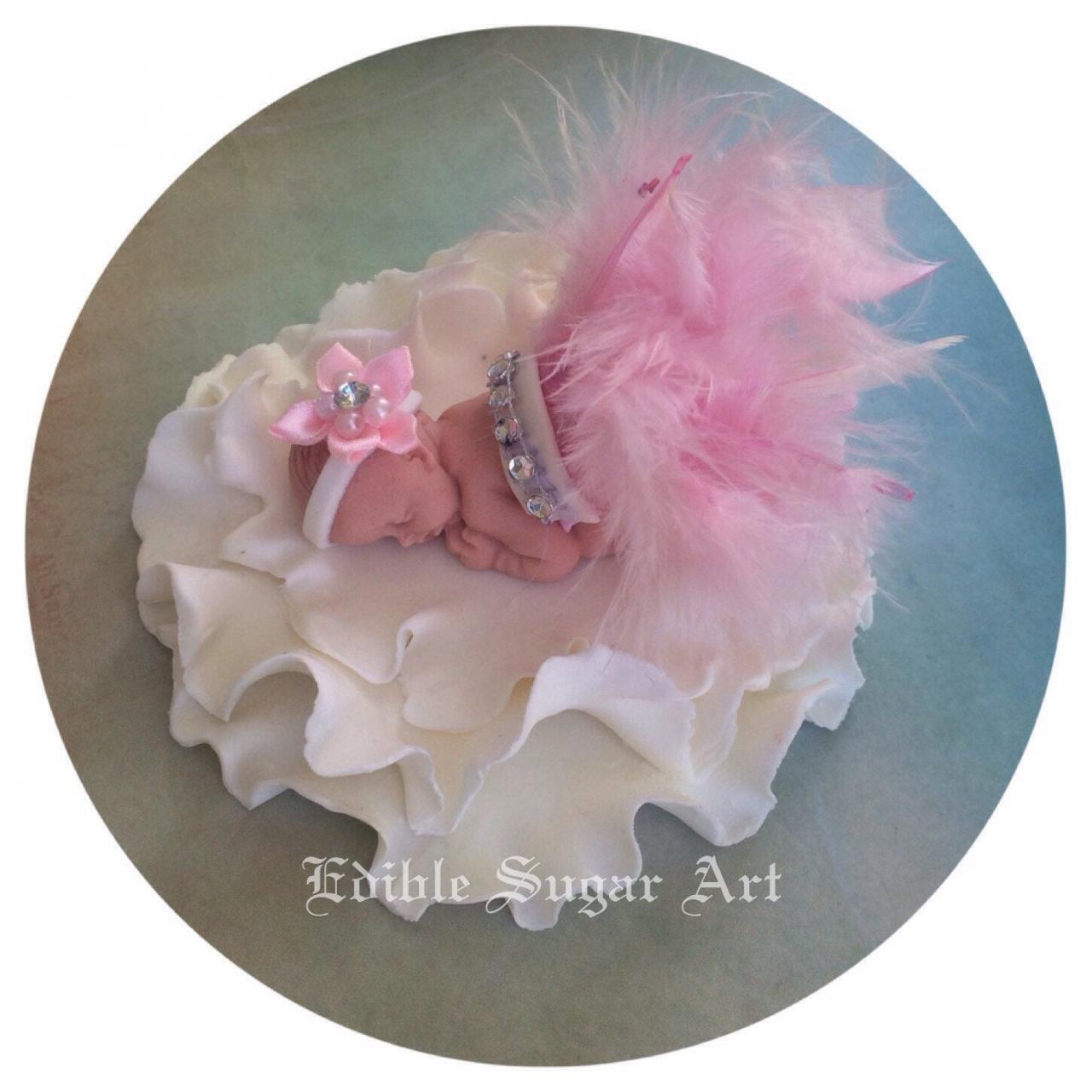 Baby Shower Cake Topper Pink Feather Tutu Topper Fondant Baby Tutu