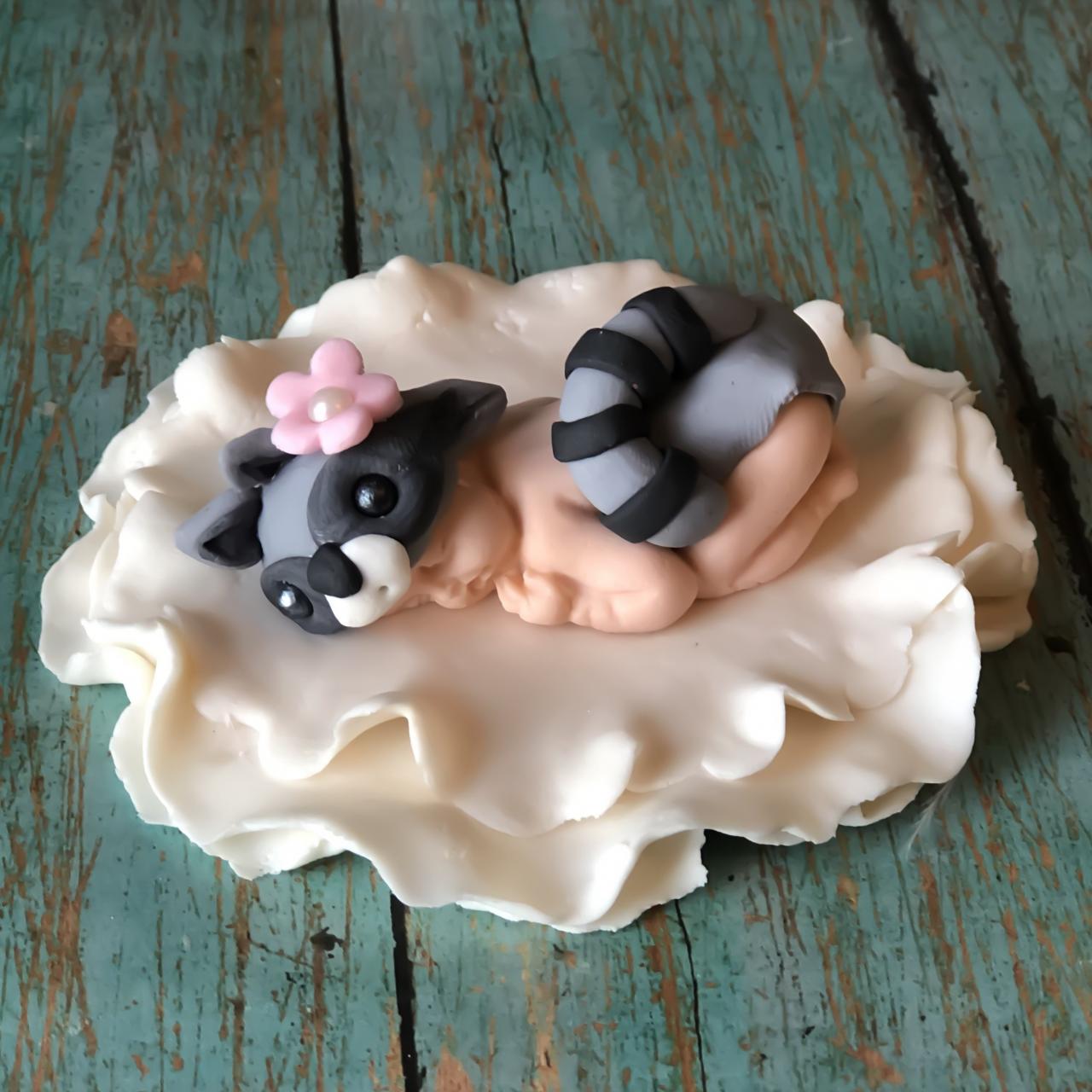 Woodland Baby Shower Cake Topper, Raccoon Baby Shower, Raccoon Cake Topper, Fondant Raccoon Cake Topper, Woodland Animal Cake Topper, Cake