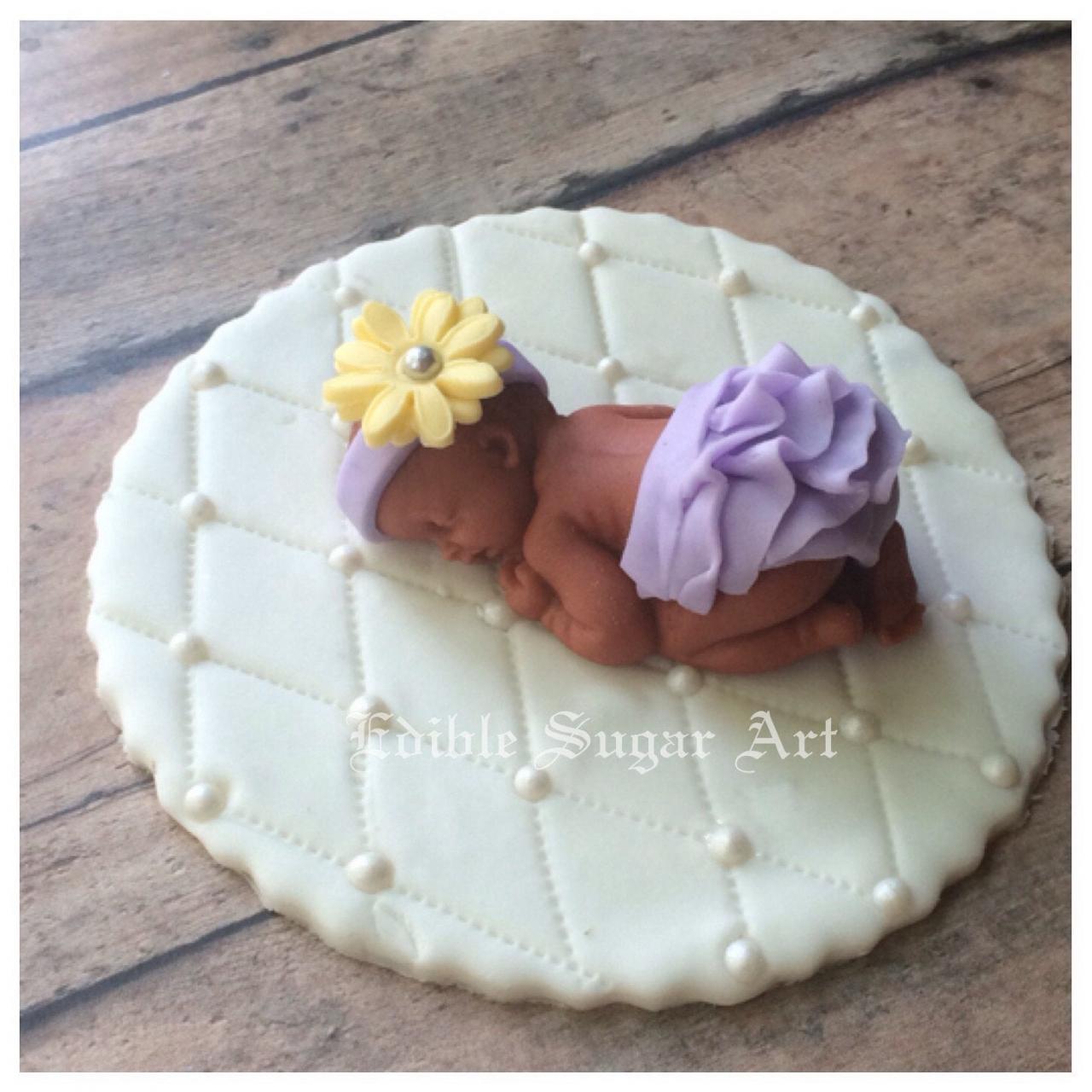 BABY SHOWER CAKE Topper Fondant ruffle Tutu Cake Topper Fondant Cake Topper baby girl