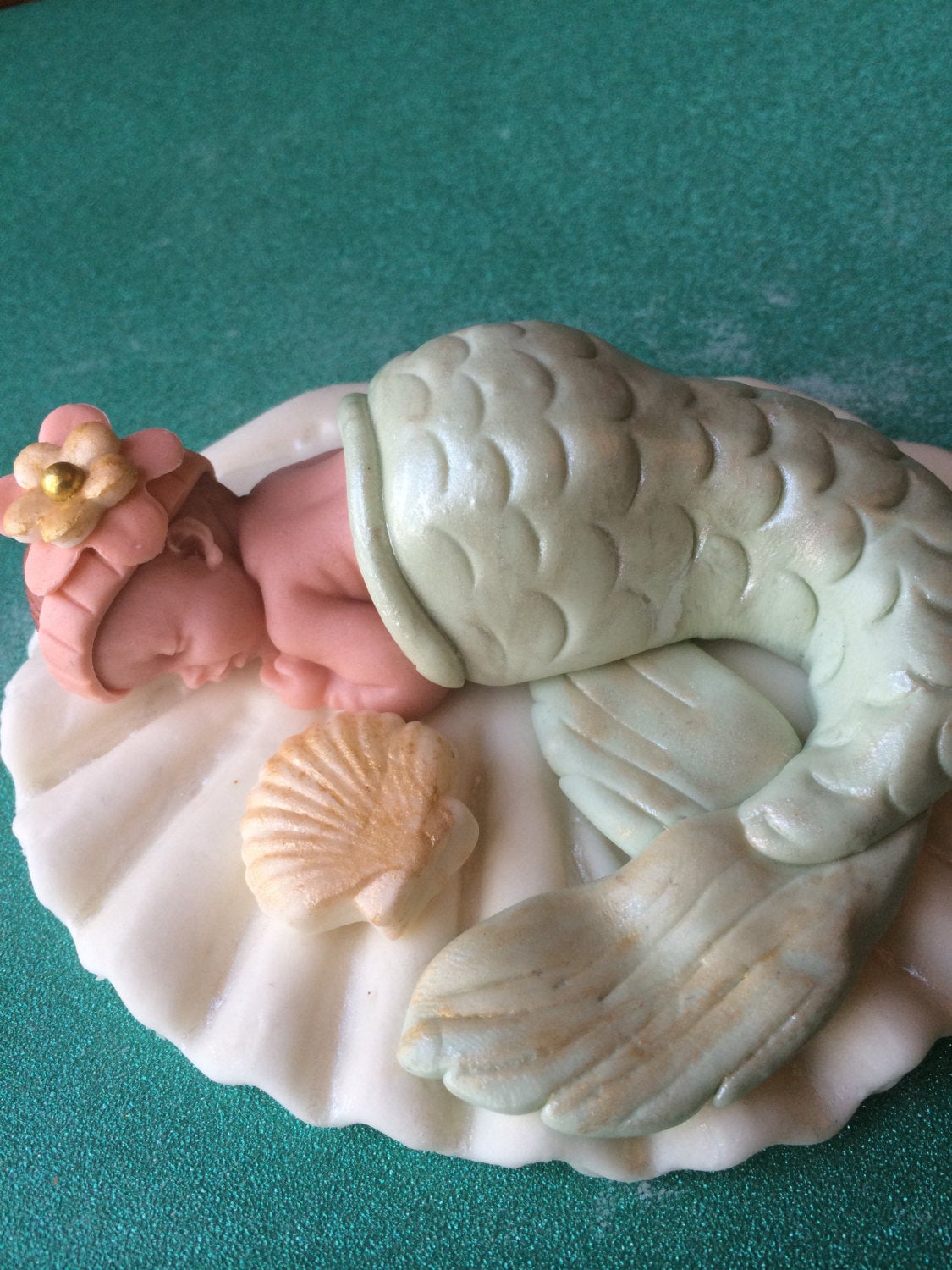 MERMAID BABY SHOWER Cake Topper Fondant baby nautical boat Tutu Cake Topper Fondant Cake Topper baby girl