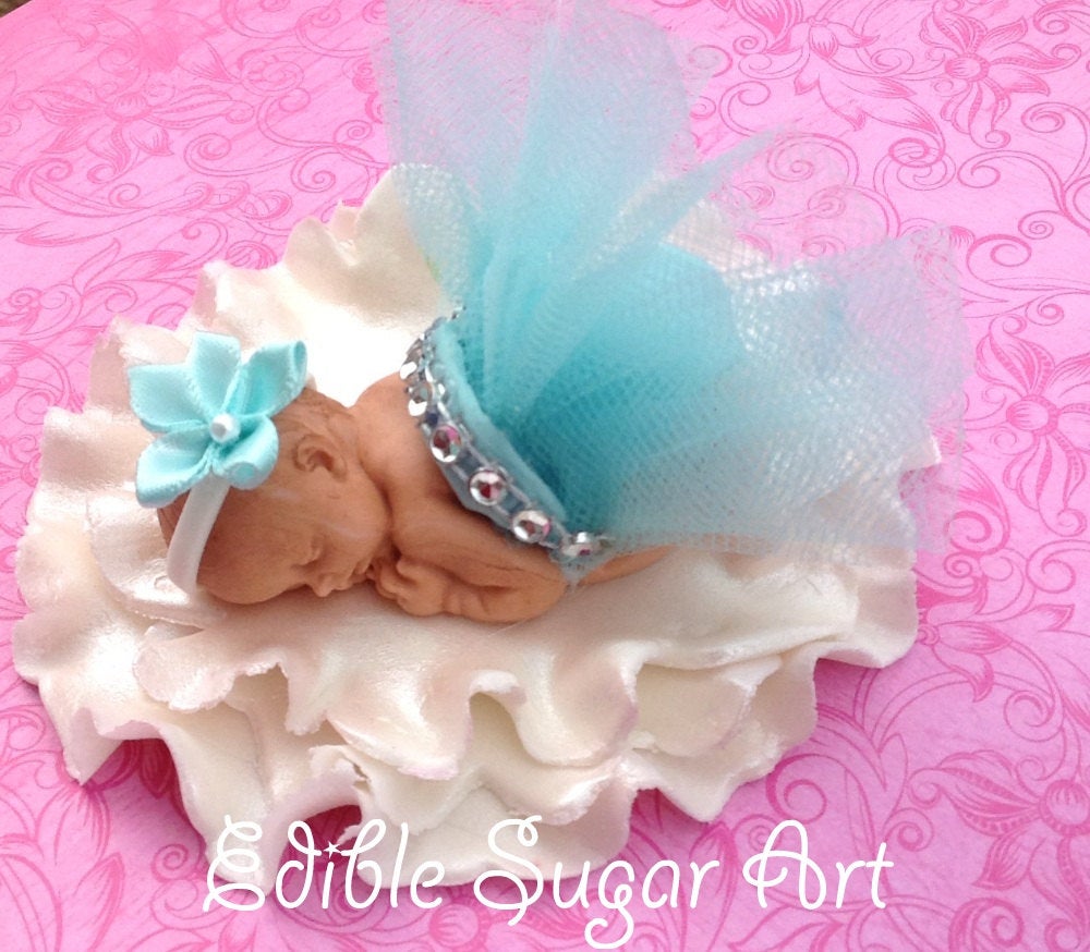 BALLERINA BABY SHOWER Cake Topper princess baby girl tulle skirt Fondant Cake Topper baby girl Tutu