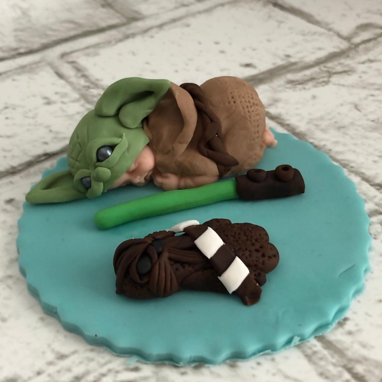 BABY YODA BABY Shower Inspired Cake topper / Baby Yoda / Star Wars / Yoda / baby / cake topper / fondant / fondant cake topper