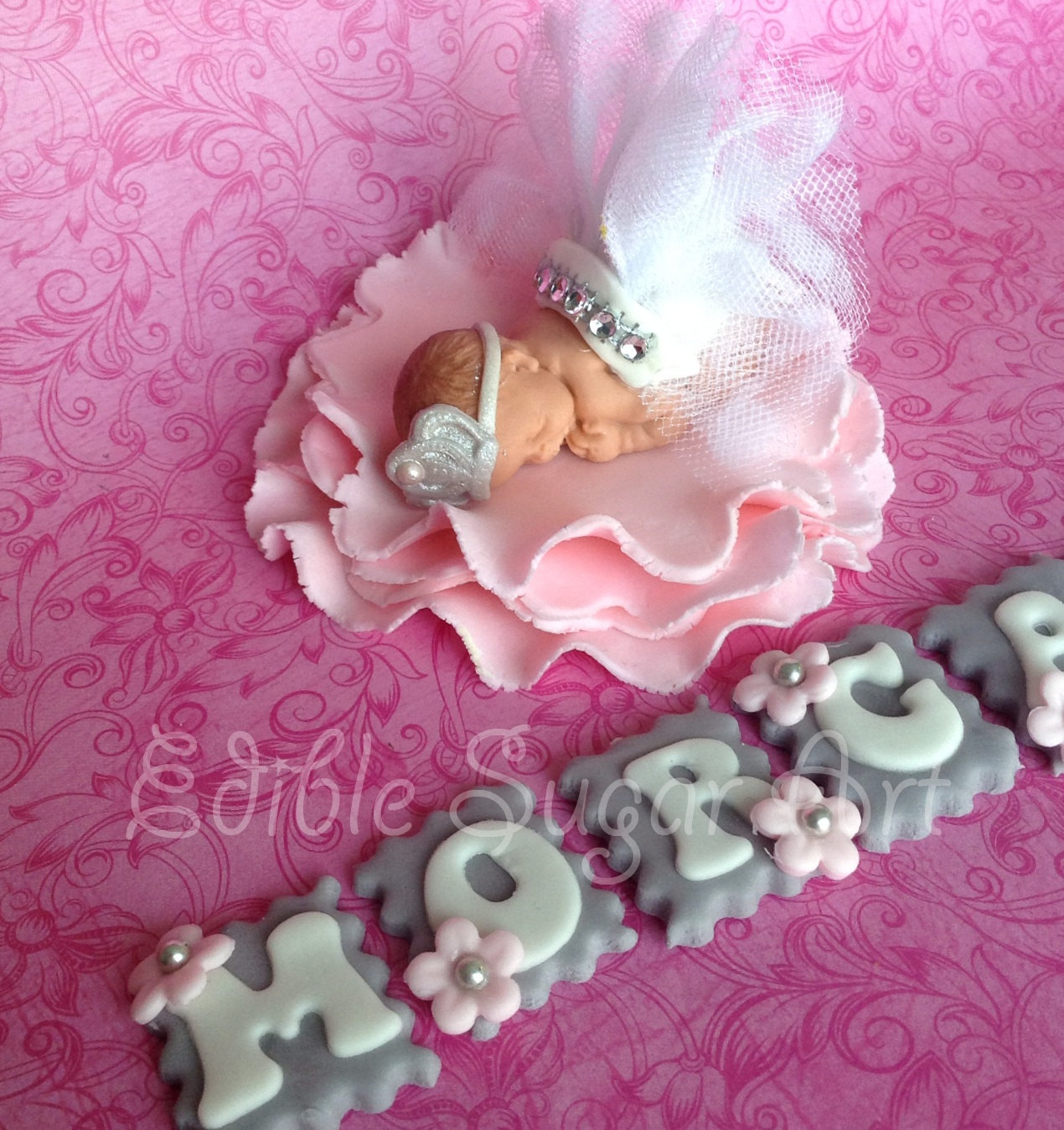 Princess Cake Topper, Tiara Cake Topper, Princess Baby Shower, Princess Nursery Decoration, Fondant Princess Cake Topper