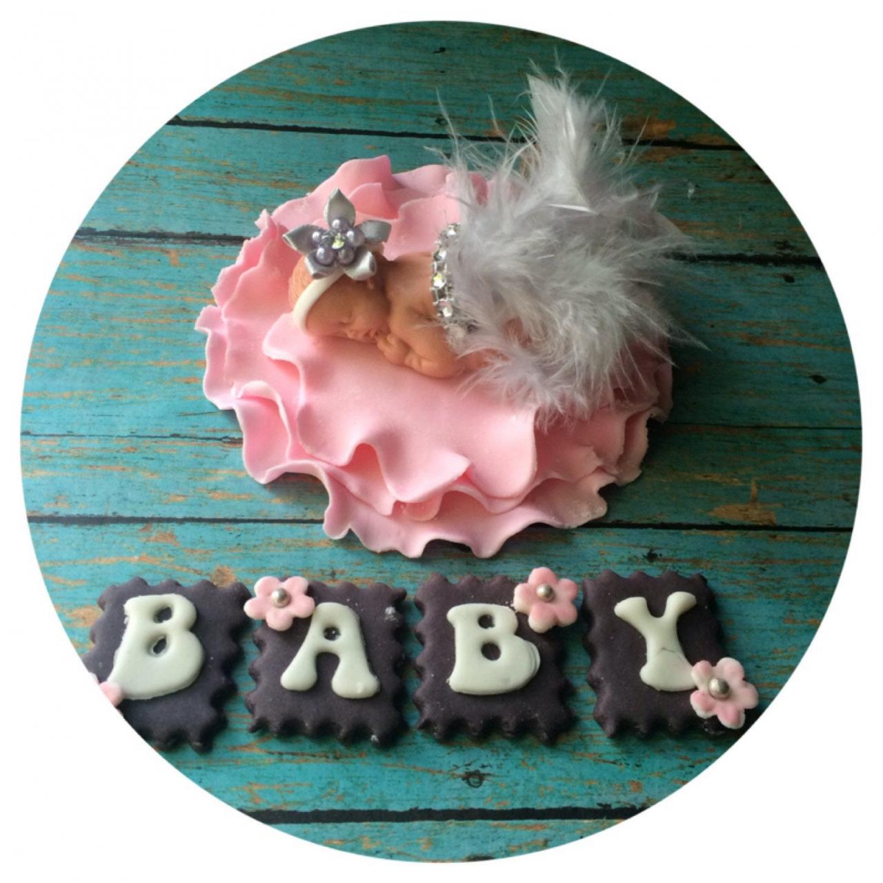 BABY SHOWER FONDANT Cake topper / Cake Topper Baby Shower / Girl baby shower cake topper / personalized baby shower cake topper / baby