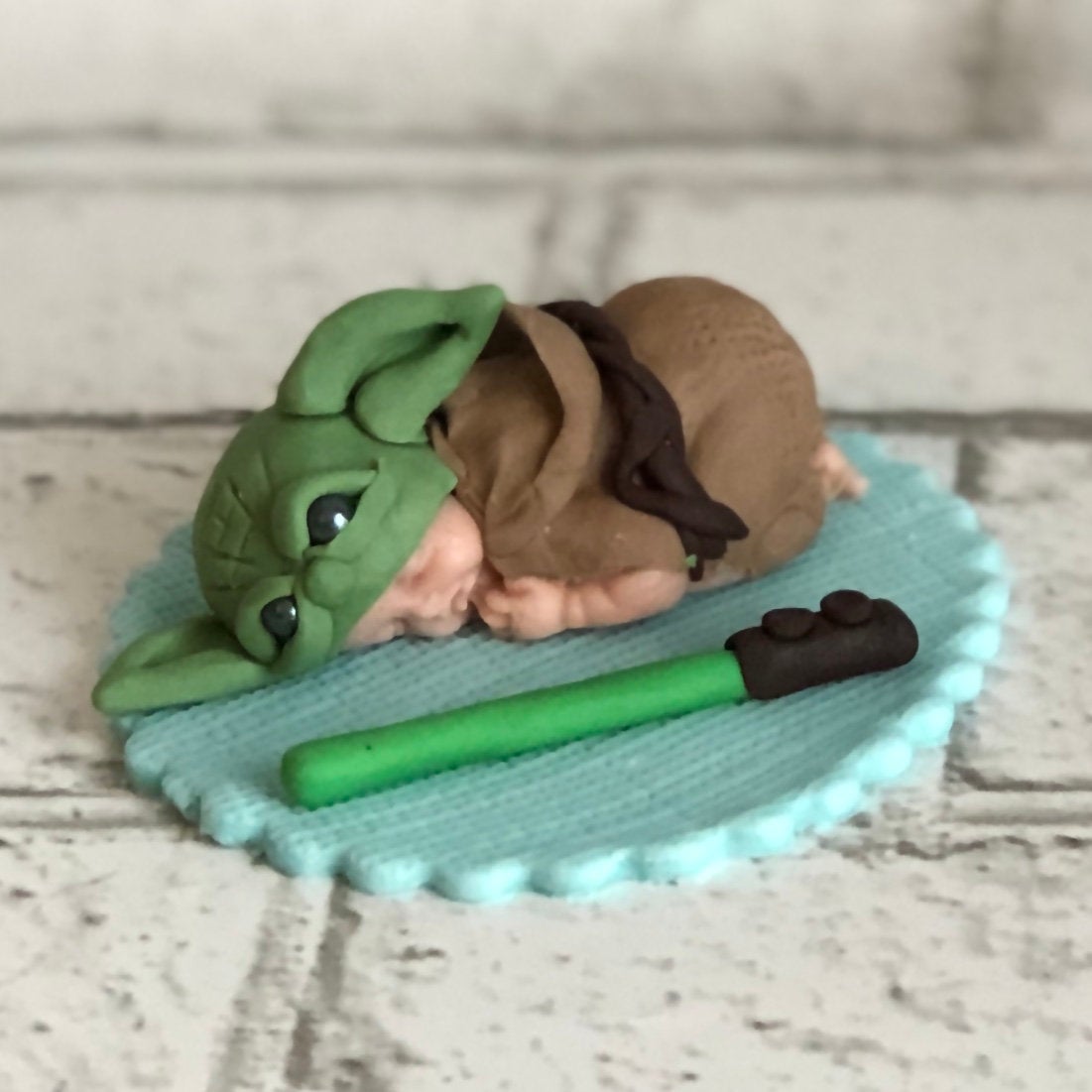 Baby Yoda Baby Shower Inspired Cake Topper / Baby Yoda / Star Wars / Yoda / Baby / Cake Topper / Fondant / Fondant Cake Topper /