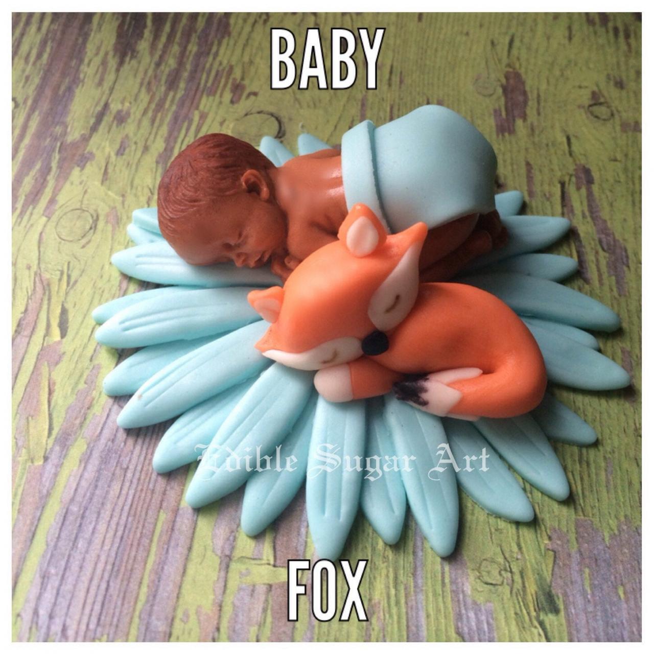 Woodland Fox Baby Shower Cake Topper / Woodland Baby Shower / Woodland Boy / Boy Baby Shower / Baby Shower For Boy