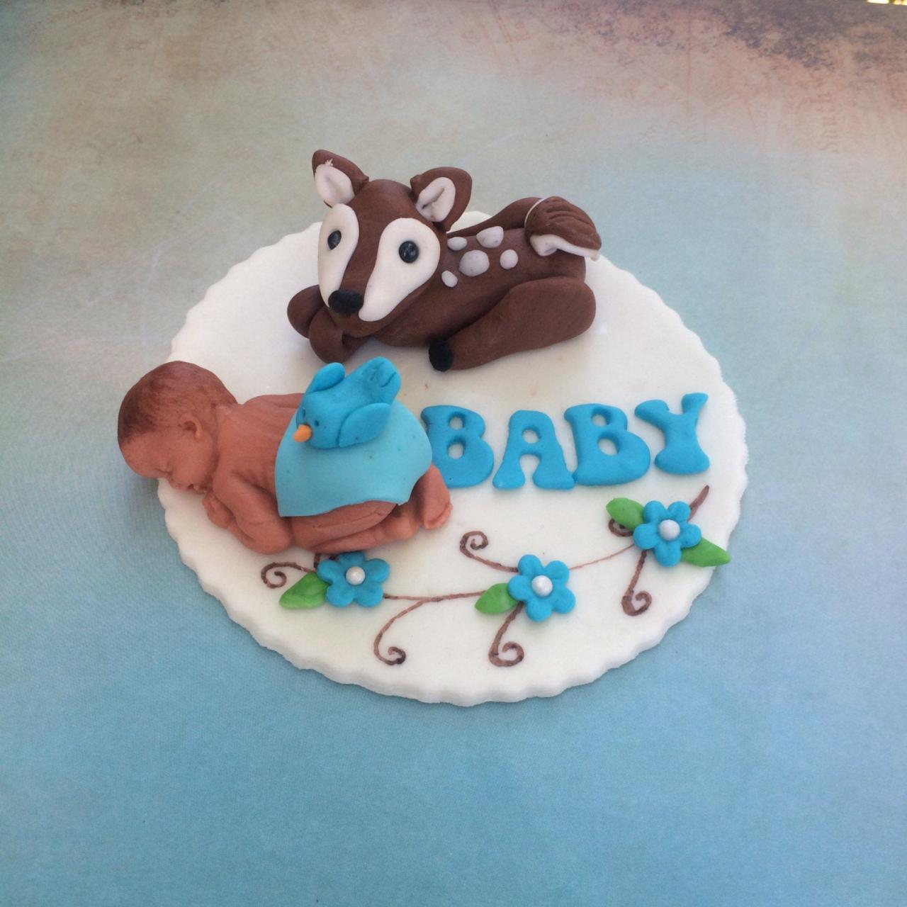 Woodland Baby Shower Cake Topper Nursery Deer Forest Animals Woodland Deer Cake Topper Fondant Cake Topper Camo Baby Pink Camo Hunting