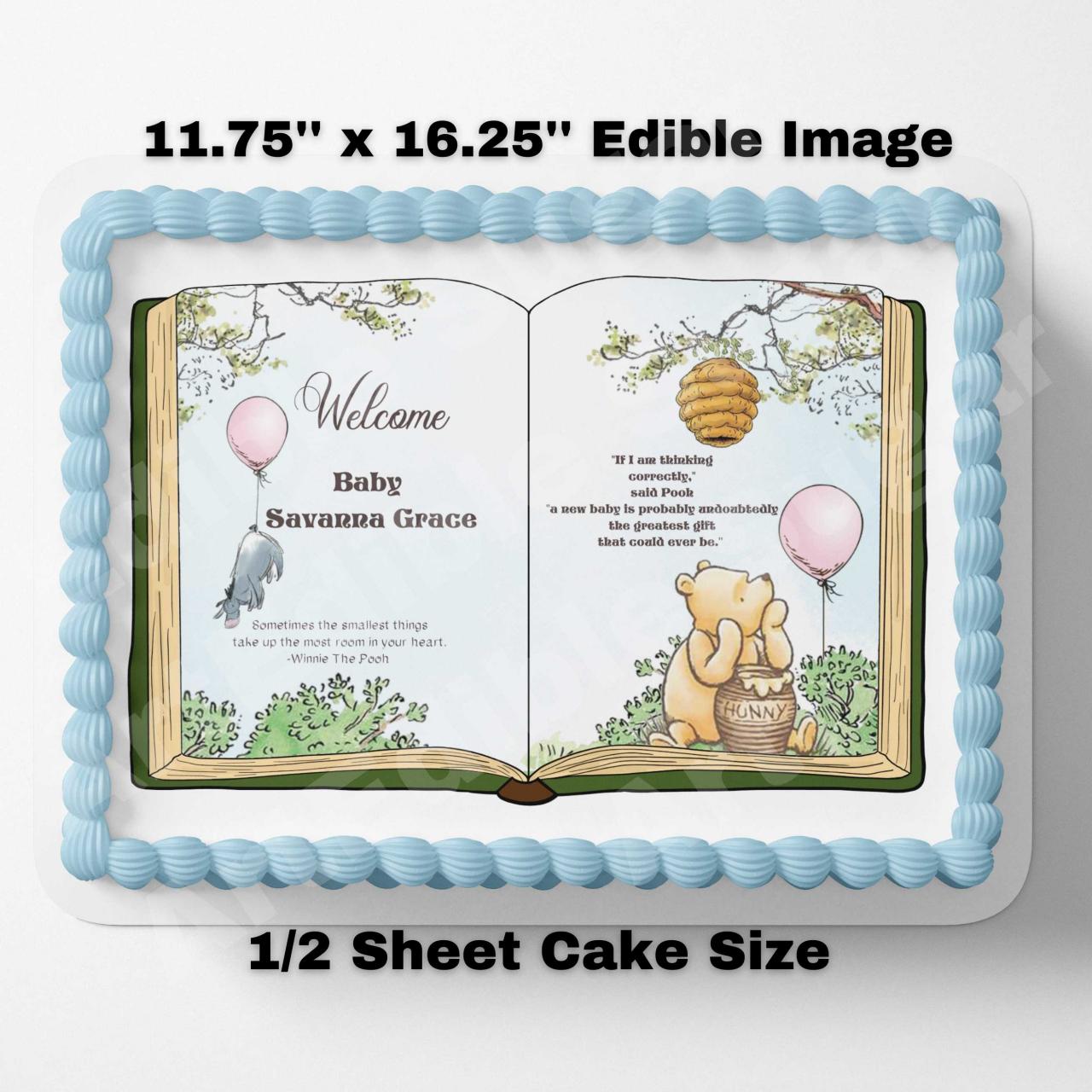 Pooh Bear Baby Shower Cake Topper Edible Image, Pooh Bear Decoration,s Pooh Bear Party Pooh Bear Cake