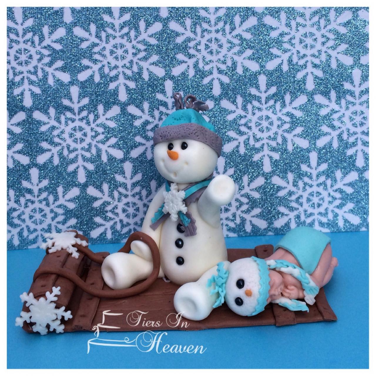 Snowman Winter Cake Topper Christmas Snowflake Edible Fondant Cake Topper