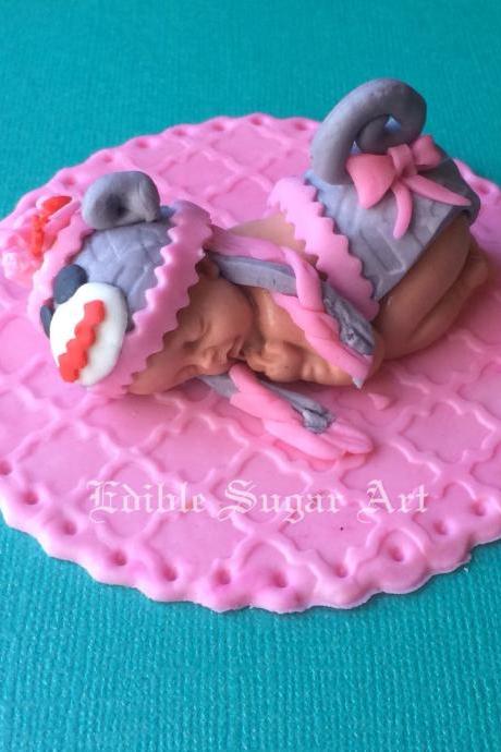 Sock Monkey Baby Shower Cake Topper