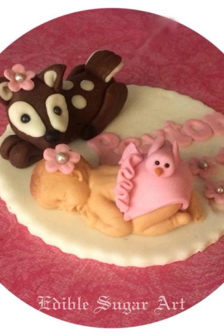 Woodland Baby Shower Cake Topper Deer Forest Animals Nursery Woodland Deer Cake Topper Fondant Cake Topper Camo Baby Pink Camo Hunting