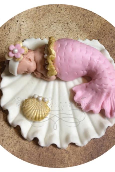 Mermaid Baby Shower Cake Topper