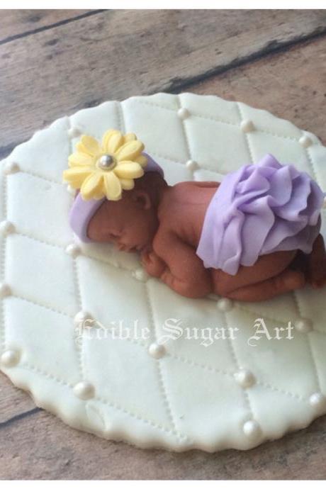 BABY SHOWER CAKE Topper Fondant ruffle Tutu Cake Topper Fondant Cake Topper baby girl