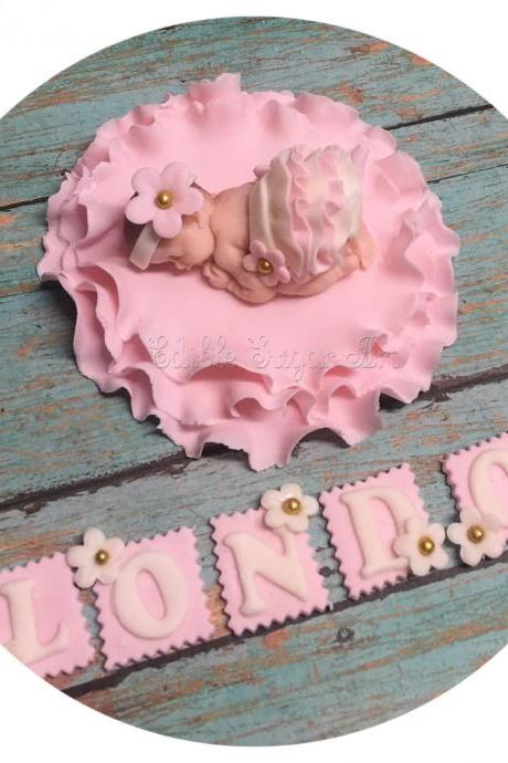 BABY SHOWER CAKE topper Pink skirt Baby tutu Topper Fondant baby Tutu Cake Topper Fondant Cake Topper baby girl