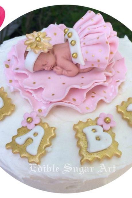 GOLD POLKA DOT Baby Shower Cake Topper