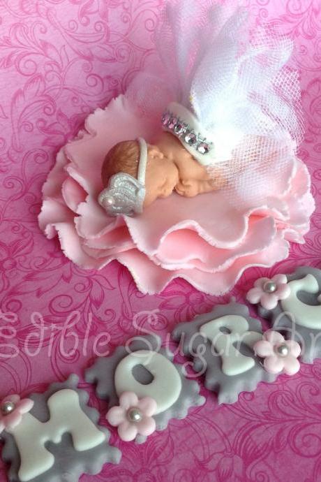 PRINCESS CAKE TOPPER, tiara cake topper, princess baby shower, princess nursery decoration, fondant princess cake topper
