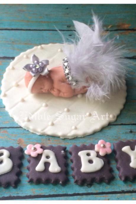 BABY SHOWER CAKE Topper Fondant, Princess baby shower, princess cake topper, princess decor, nursery, fondant cake topper, tutu cake topper