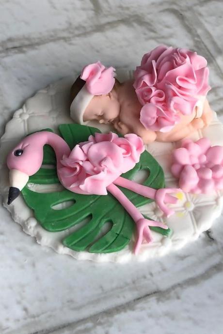 FLAMINGO CAKE TOPPER, Flamingo baby shower cake, flamingo baby shower cake topper, fondant flamingo nursery, flamingo invitations baby