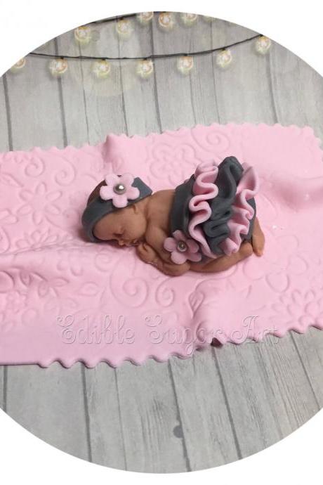 VINTAGE BABY SHOWER cake topper fondant
