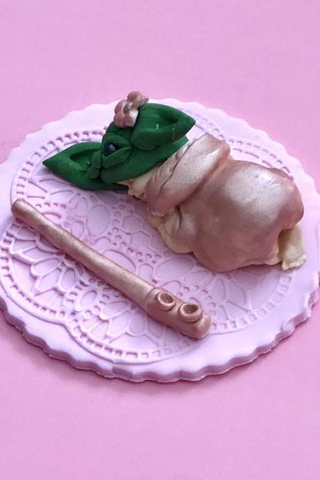 BABY YODA BABY Shower Inspired Cake topper / Girl Baby Yoda / Star Wars / Yoda / baby / cake topper / fondant / fondant cake topper / girl.