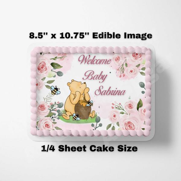 POOH BEAR BABY SHOWER CAKE TOPPER EDIBLE IMAGE, POOH BEAR DECORATION,S POOH BEAR PARTY POOH BEAR CAKE